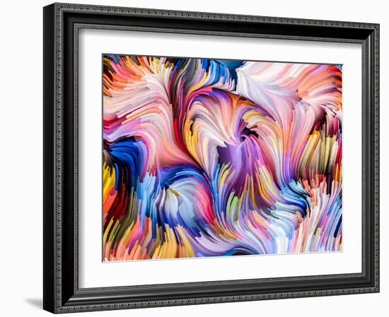 Dynamic Color Series. Composition of Streams of Paint Suitable as a Backdrop for the Projects on Fo-agsandrew-Framed Art Print