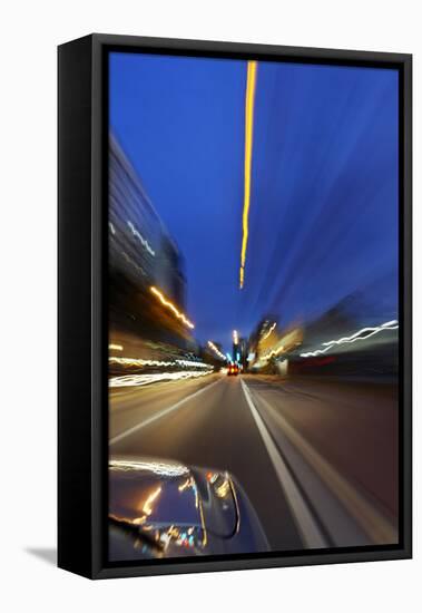 Dynamic Ride Through the Night, Miami South Beach, Art Deco District, Florida, Usa-Axel Schmies-Framed Premier Image Canvas