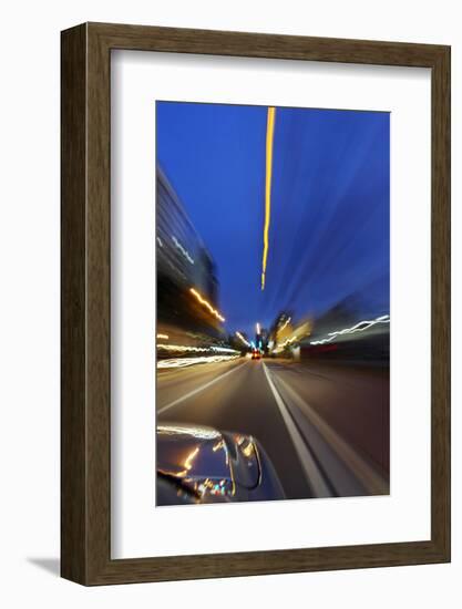 Dynamic Ride Through the Night, Miami South Beach, Art Deco District, Florida, Usa-Axel Schmies-Framed Photographic Print