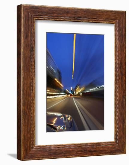 Dynamic Ride Through the Night, Miami South Beach, Art Deco District, Florida, Usa-Axel Schmies-Framed Photographic Print