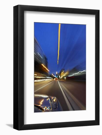 Dynamic Ride Through the Night, Miami South Beach, Art Deco District, Florida, Usa-Axel Schmies-Framed Photographic Print