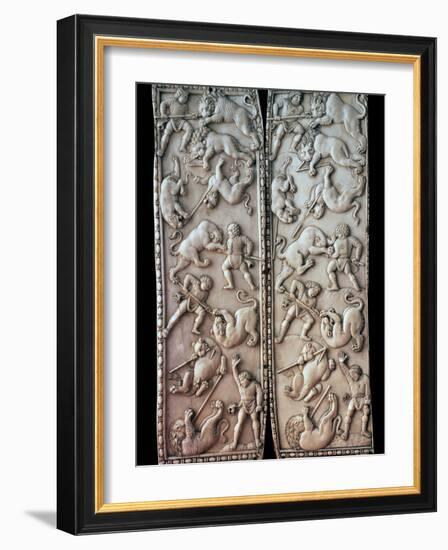 Dyptychon with Circus Scenes, 5th Century-null-Framed Photographic Print