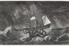 Kraken Attacking a Sailing Vessel During a Storm-E. Etherington-Mounted Photographic Print