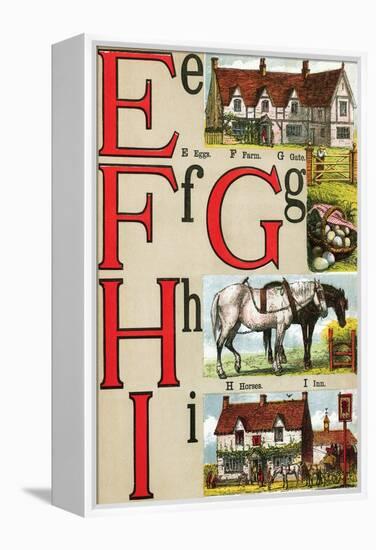 E, F, G, H, I Illustrated Letters-Edmund Evans-Framed Stretched Canvas