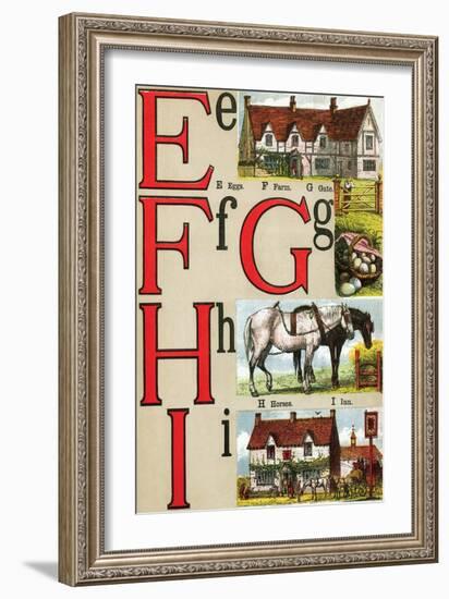 E, F, G, H, I Illustrated Letters-Edmund Evans-Framed Art Print