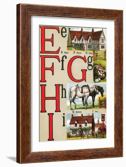 E, F, G, H, I Illustrated Letters-Edmund Evans-Framed Art Print