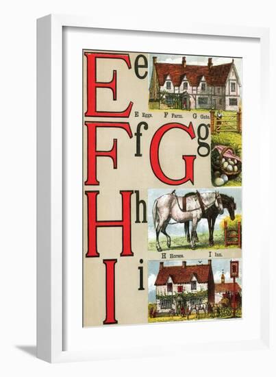 E, F, G, H, I Illustrated Letters-Edmund Evans-Framed Art Print