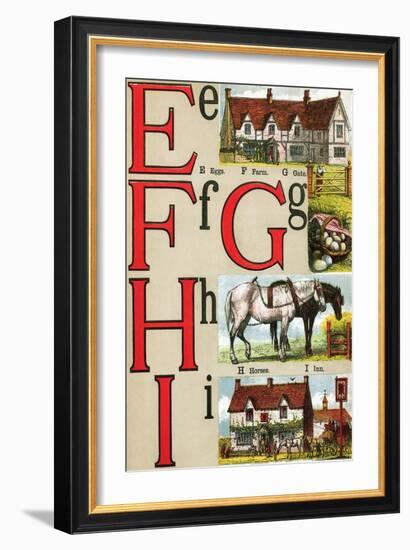 E, F, G, H, I Illustrated Letters-Edmund Evans-Framed Art Print