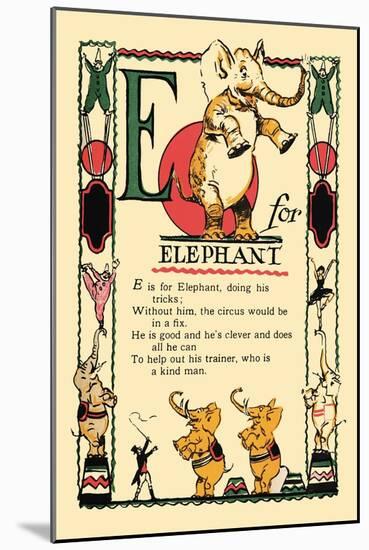 E for Elephant-Tony Sarge-Mounted Art Print