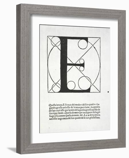 E, Illustration from 'Divina Proportione' by Luca Pacioli (C.1445-1517), Originally Pub. Venice,…-Leonardo da Vinci-Framed Giclee Print