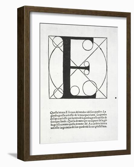 E, Illustration from 'Divina Proportione' by Luca Pacioli (C.1445-1517), Originally Pub. Venice,…-Leonardo da Vinci-Framed Giclee Print