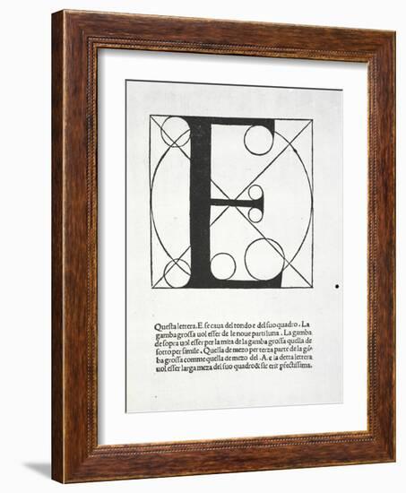 E, Illustration from 'Divina Proportione' by Luca Pacioli (C.1445-1517), Originally Pub. Venice,…-Leonardo da Vinci-Framed Giclee Print