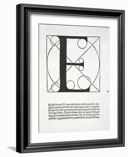 E, Illustration from 'Divina Proportione' by Luca Pacioli (C.1445-1517), Originally Pub. Venice,…-Leonardo da Vinci-Framed Giclee Print