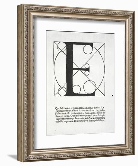 E, Illustration from 'Divina Proportione' by Luca Pacioli (C.1445-1517), Originally Pub. Venice,…-Leonardo da Vinci-Framed Giclee Print