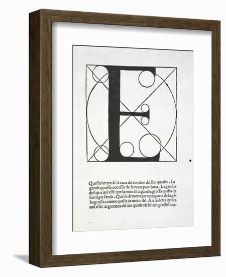 E, Illustration from 'Divina Proportione' by Luca Pacioli (C.1445-1517), Originally Pub. Venice,…-Leonardo da Vinci-Framed Giclee Print