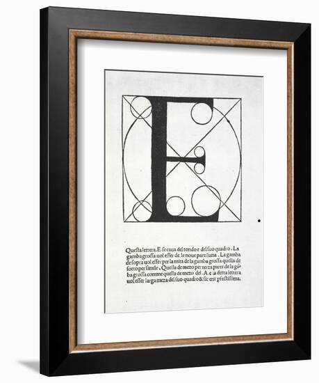 E, Illustration from 'Divina Proportione' by Luca Pacioli (C.1445-1517), Originally Pub. Venice,…-Leonardo da Vinci-Framed Giclee Print