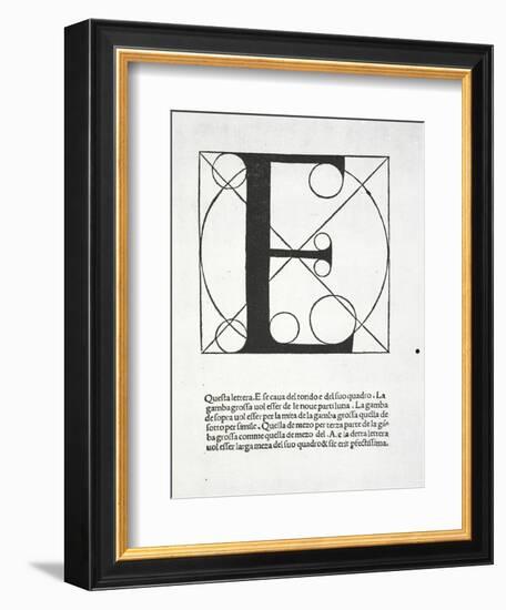 E, Illustration from 'Divina Proportione' by Luca Pacioli (C.1445-1517), Originally Pub. Venice,…-Leonardo da Vinci-Framed Giclee Print