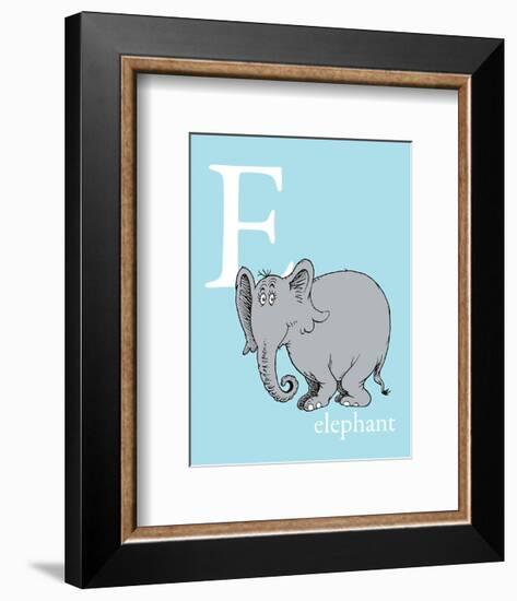 E is for Elephant (blue)-Theodor (Dr. Seuss) Geisel-Framed Art Print