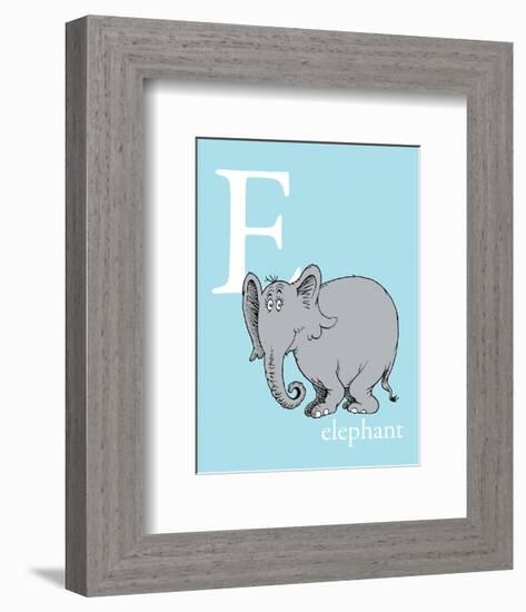 E is for Elephant (blue)-Theodor (Dr. Seuss) Geisel-Framed Art Print