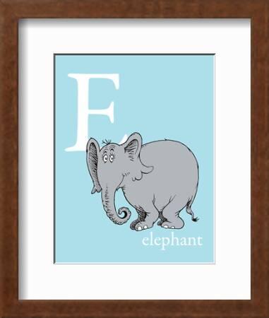 E is for Elephant (blue)' Art Print - Theodor (Dr. Seuss) Geisel