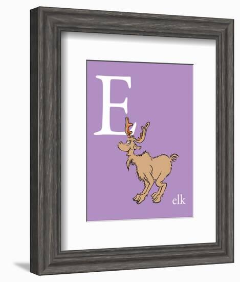 E is for Elk (purple)-Theodor (Dr. Seuss) Geisel-Framed Art Print