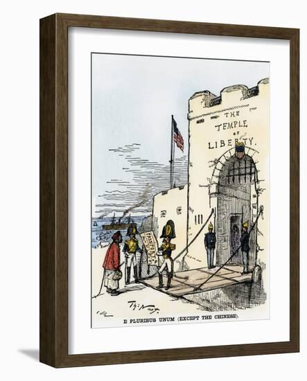 E Pluribus Unum (Except Chinese). Cartoon Criticizing American Anti-Chinese Immigration Policy, Cir-null-Framed Giclee Print
