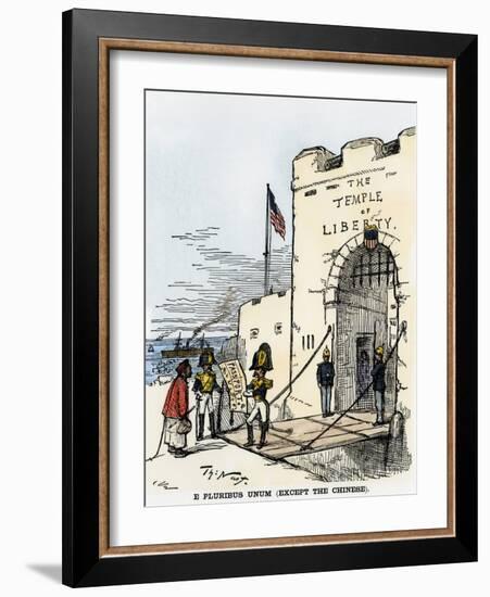 E Pluribus Unum (Except Chinese). Cartoon Criticizing American Anti-Chinese Immigration Policy, Cir-null-Framed Giclee Print