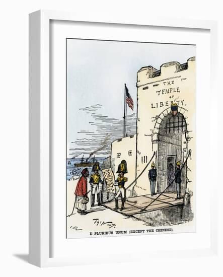 E Pluribus Unum (Except Chinese). Cartoon Criticizing American Anti-Chinese Immigration Policy, Cir-null-Framed Giclee Print