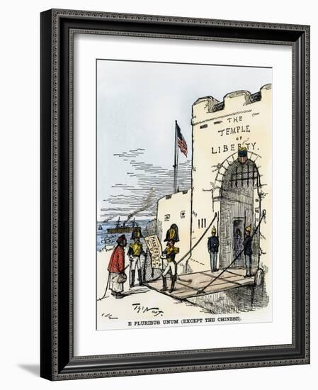 E Pluribus Unum (Except Chinese). Cartoon Criticizing American Anti-Chinese Immigration Policy, Cir-null-Framed Giclee Print