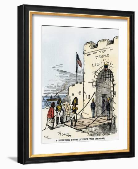 E Pluribus Unum (Except Chinese). Cartoon Criticizing American Anti-Chinese Immigration Policy, Cir-null-Framed Giclee Print