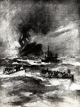 WW1 - Hms E13 British Submarine - Aground and Attacked-E.s. Hodgson-Framed Art Print