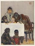 "Group of Young Primates", Young Monkeys and Children-E. Yarrow-Framed Stretched Canvas