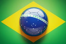 Brazilian Flag Soccer Ball-eabff-Framed Premier Image Canvas