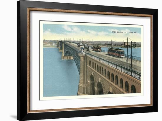 Eads Bridge, Streetcars, St. Louis, Missouri-null-Framed Art Print