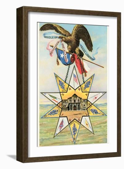 Eagle, Alamo in Star, Texas Liberty-null-Framed Art Print