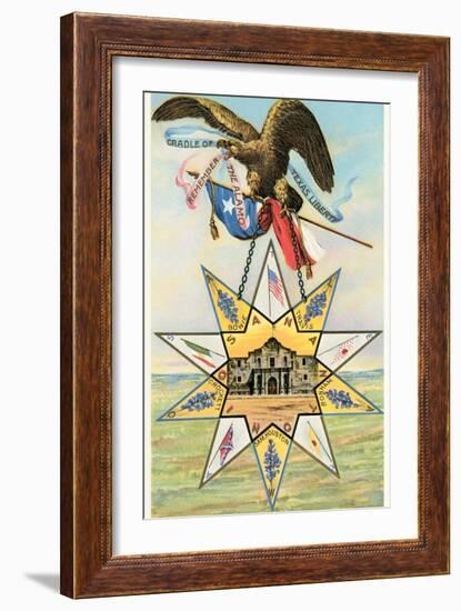 Eagle, Alamo in Star, Texas Liberty-null-Framed Art Print