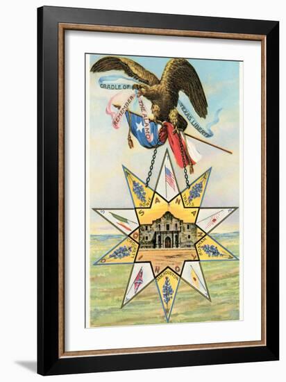 Eagle, Alamo in Star, Texas Liberty-null-Framed Art Print