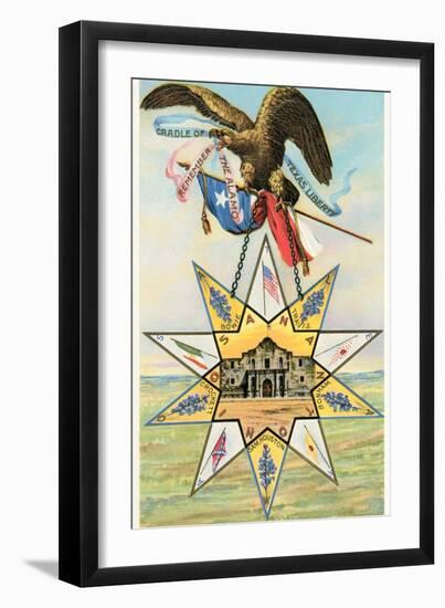 Eagle, Alamo in Star, Texas Liberty-null-Framed Art Print
