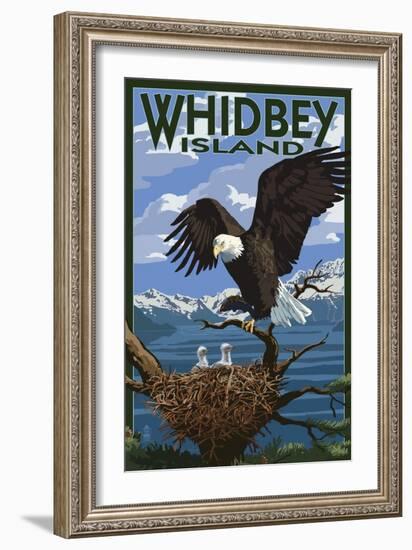 Eagle and Chicks - Whidbey Island, Washington-Lantern Press-Framed Art Print