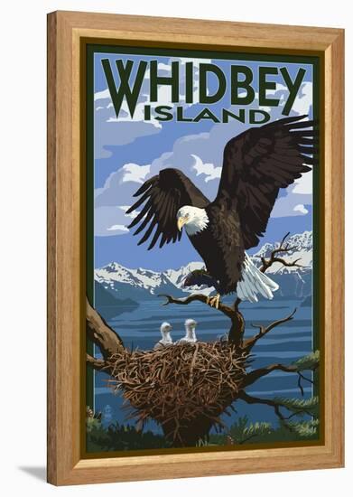 Eagle and Chicks - Whidbey Island, Washington-Lantern Press-Framed Stretched Canvas