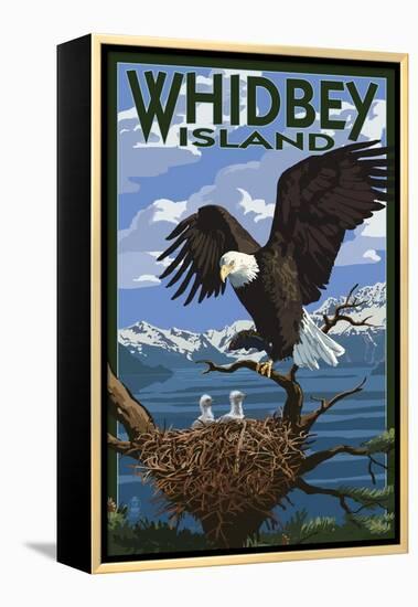 Eagle and Chicks - Whidbey Island, Washington-Lantern Press-Framed Stretched Canvas