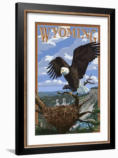 Eagle and Chicks - Wyoming-Lantern Press-Framed Art Print
