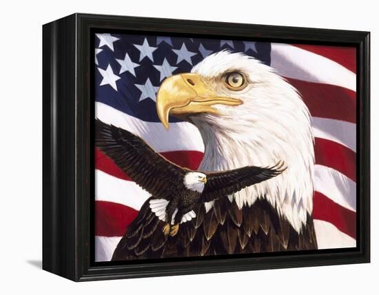 Eagle and Flag-William Vanderdasson-Framed Premier Image Canvas