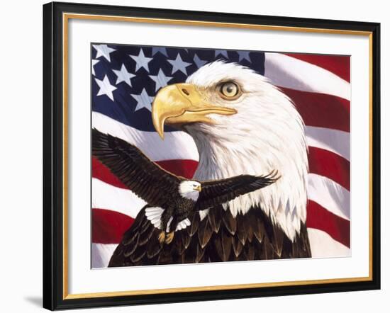 Eagle and Flag-William Vanderdasson-Framed Giclee Print