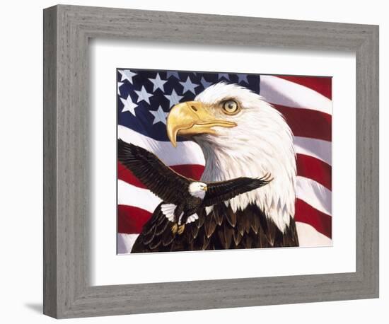 Eagle and Flag-William Vanderdasson-Framed Giclee Print