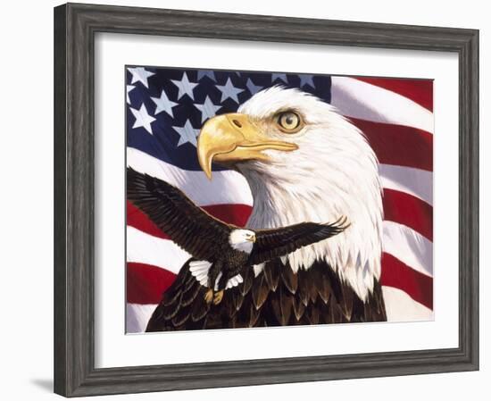 Eagle and Flag-William Vanderdasson-Framed Giclee Print