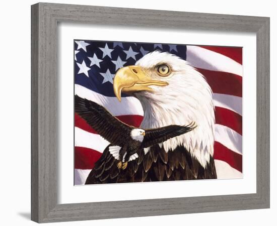 Eagle and Flag-William Vanderdasson-Framed Giclee Print