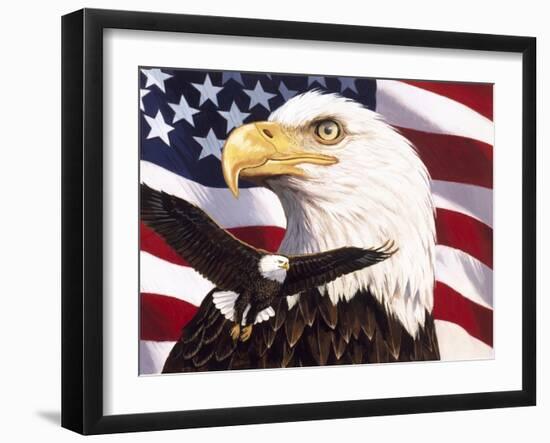 Eagle and Flag-William Vanderdasson-Framed Giclee Print