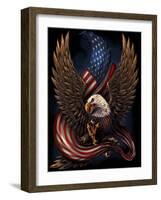 Eagle and Flag-FlyLand Designs-Framed Giclee Print