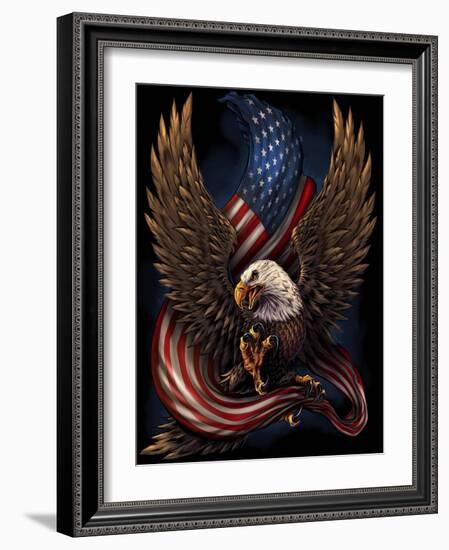 Eagle and Flag-FlyLand Designs-Framed Giclee Print